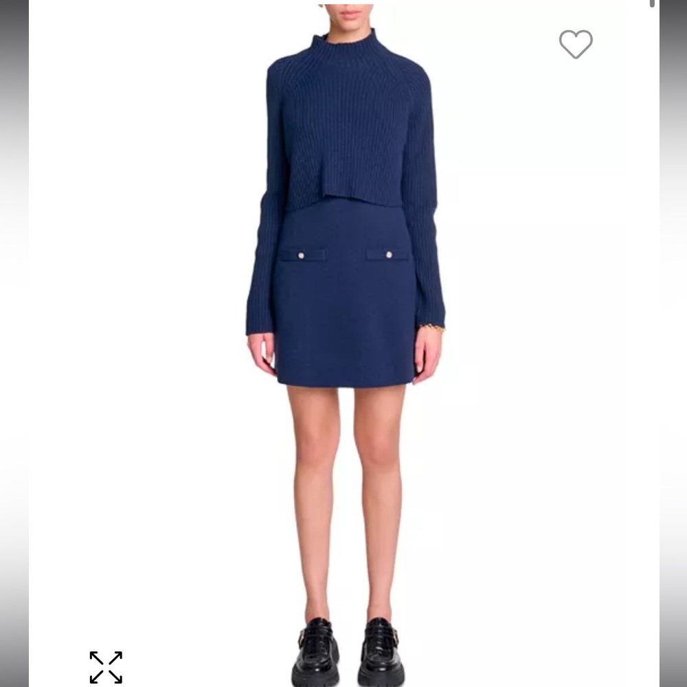 Maje Roquette Layered Knit Mini Dress